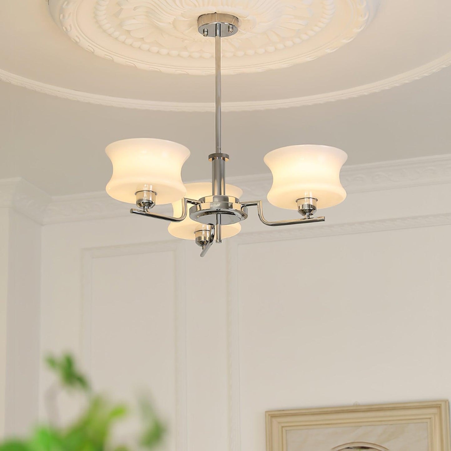Belue Chandelier | Vintage Gold Metal & Glass | 3 or 5 Heads