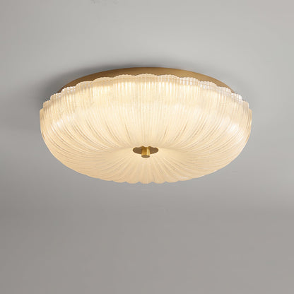 Ripple Glass Ceiling Light | Frosted White Glass & Gold Metal | Multiple Sizes Available
