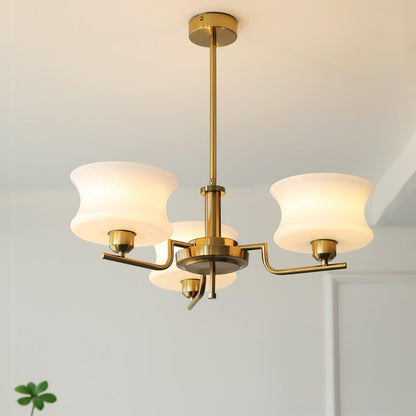 Belue Chandelier | Vintage Gold Metal & Glass | 3 or 5 Heads