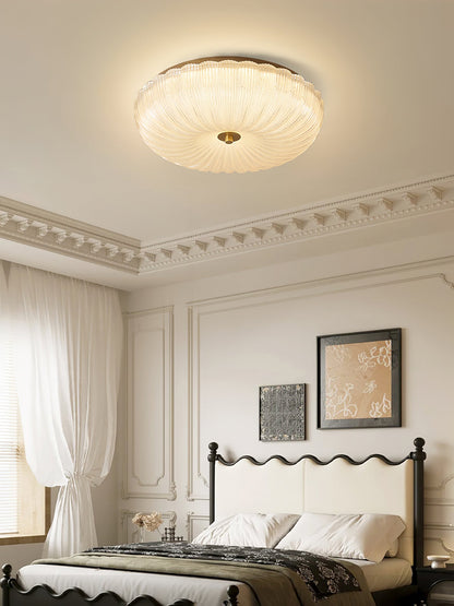 Ripple Glass Ceiling Light | Frosted White Glass & Gold Metal | Multiple Sizes Available