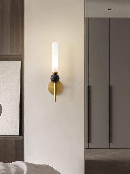 Marble Vertical Wall Lamp | Brass & Acrylic | Black, White, Green Marble