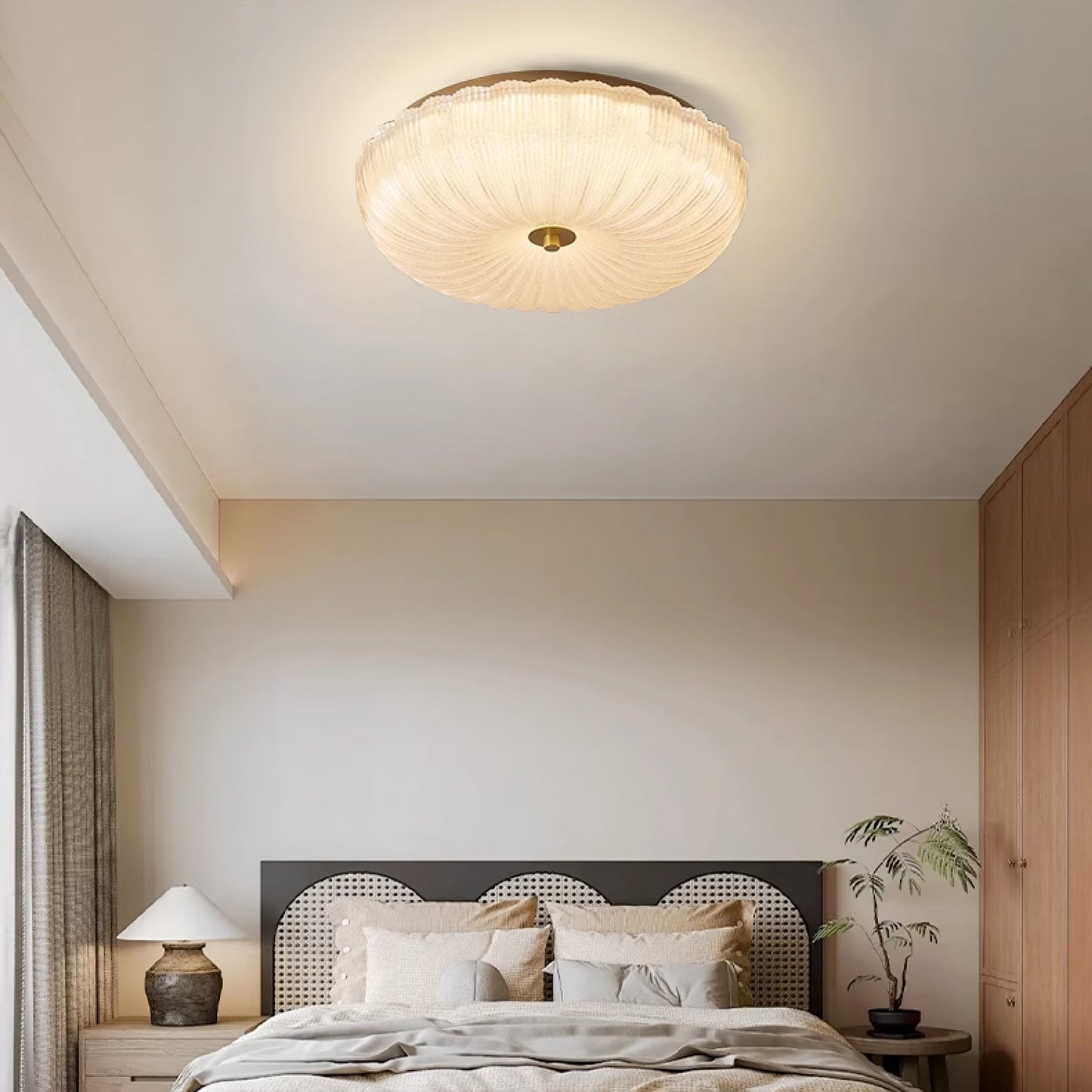 Ripple Glass Ceiling Light | Frosted White Glass & Gold Metal | Multiple Sizes Available