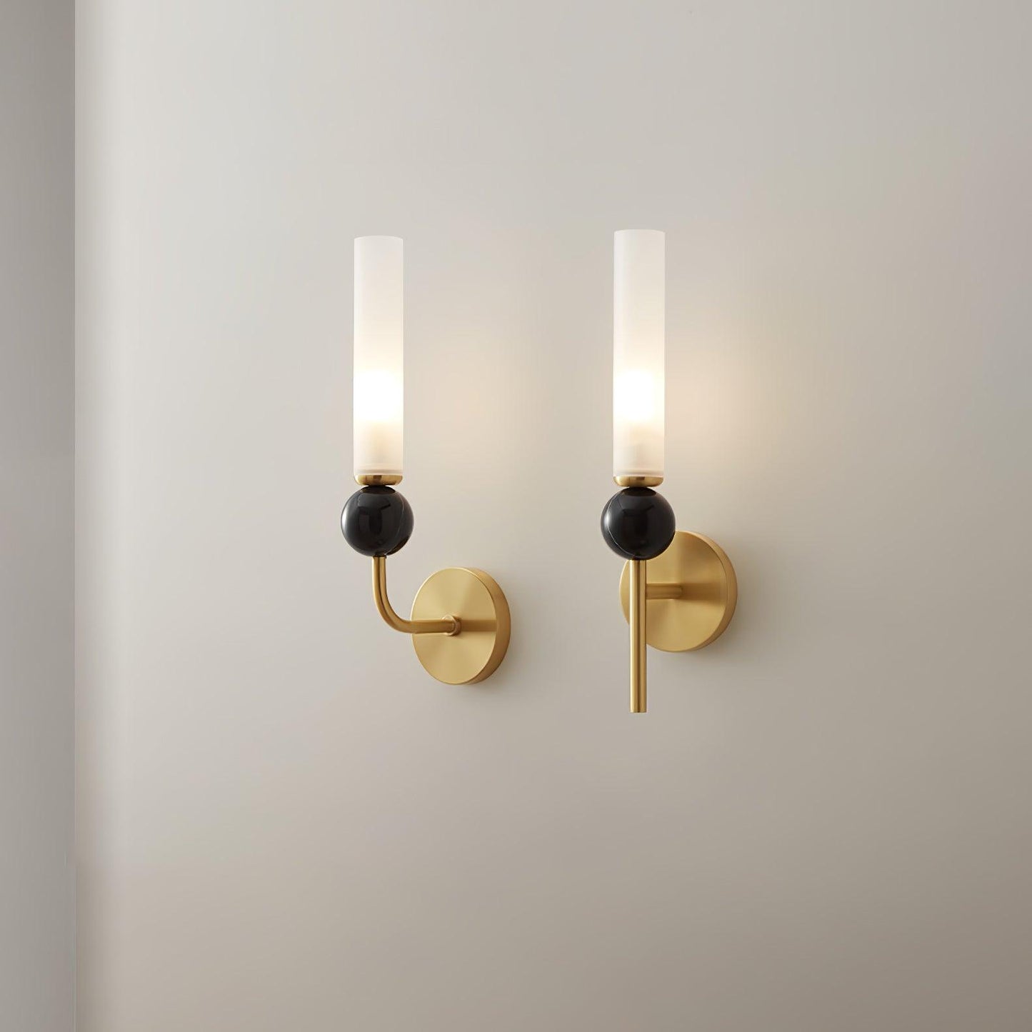 Marble Vertical Wall Lamp | Brass & Acrylic | Black, White, Green Marble