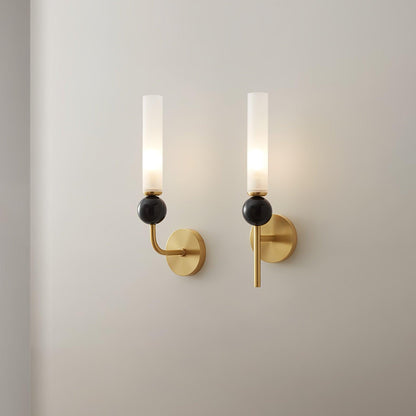 Marble Vertical Wall Lamp | Brass & Acrylic | Black, White, Green Marble