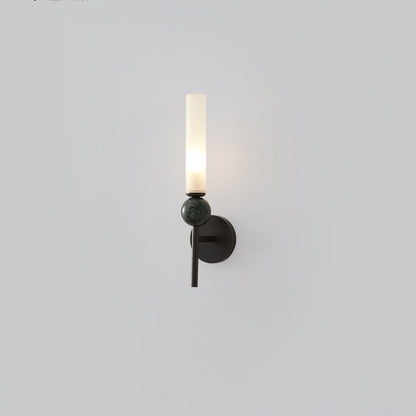 Marble Vertical Wall Lamp | Brass & Acrylic | Black, White, Green Marble