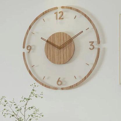 Silent Wall Clock | Real Wood | 35 cm Natural Tone