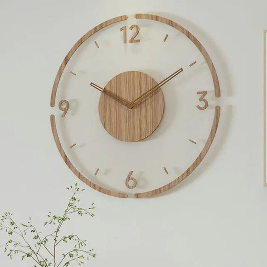 Silent Wall Clock | Real Wood | 35 cm Natural Tone