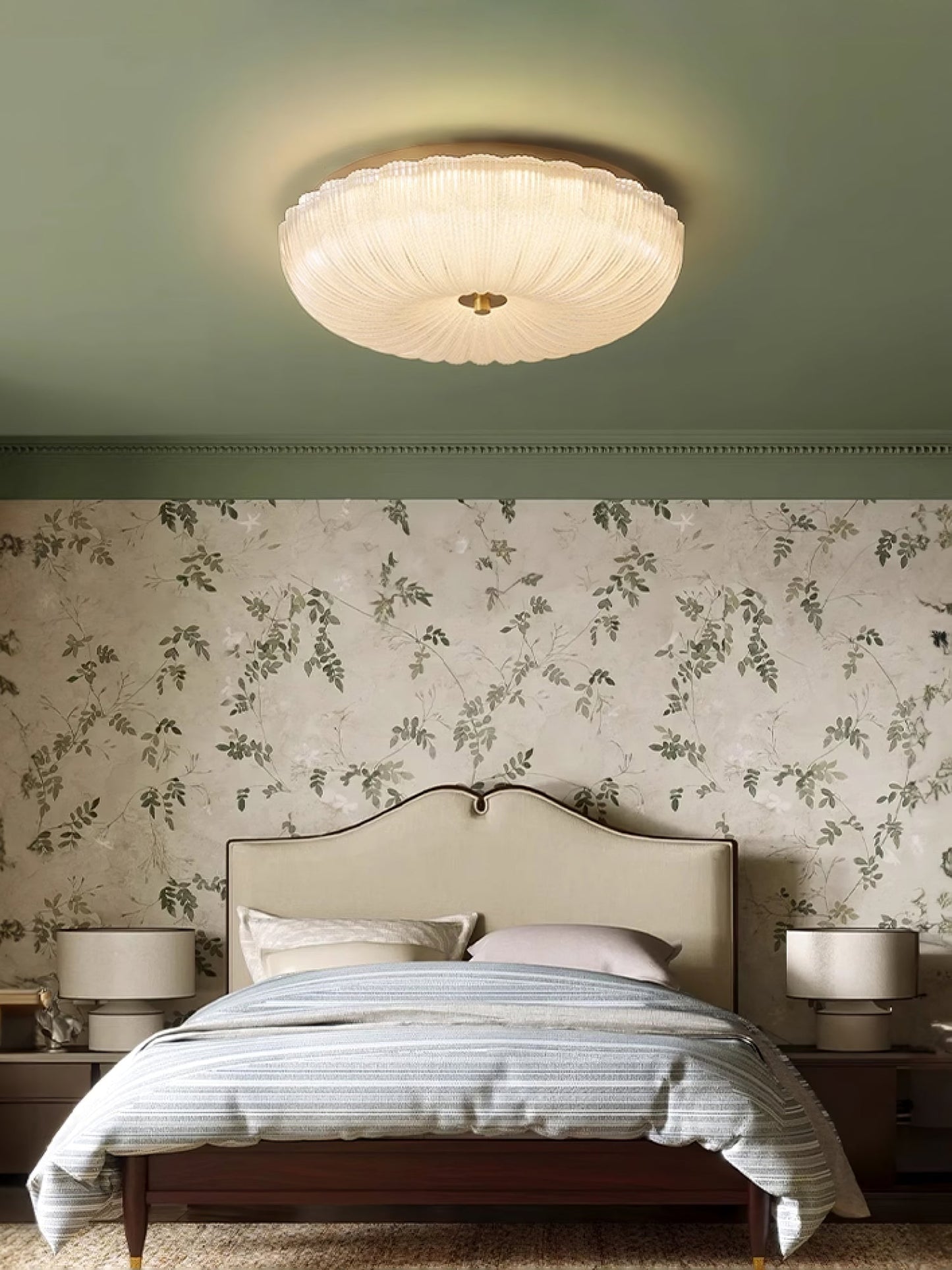 Ripple Glass Ceiling Light | Frosted White Glass & Gold Metal | Multiple Sizes Available