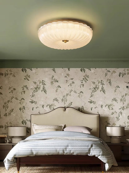 Ripple Glass Ceiling Light | Frosted White Glass & Gold Metal | Multiple Sizes Available