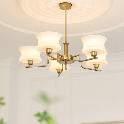 Belue Chandelier | Vintage Gold Metal & Glass | 3 or 5 Heads