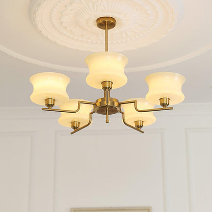 Belue Chandelier | Vintage Gold Metal & Glass | 3 or 5 Heads