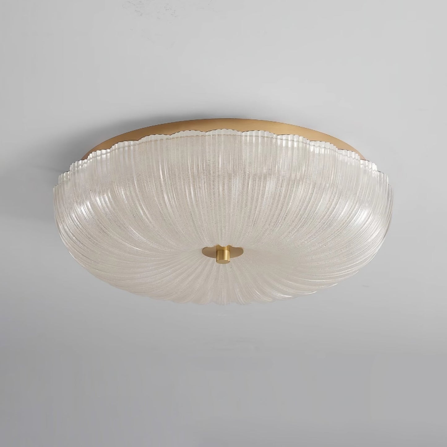 Ripple Glass Ceiling Light | Frosted White Glass & Gold Metal | Multiple Sizes Available