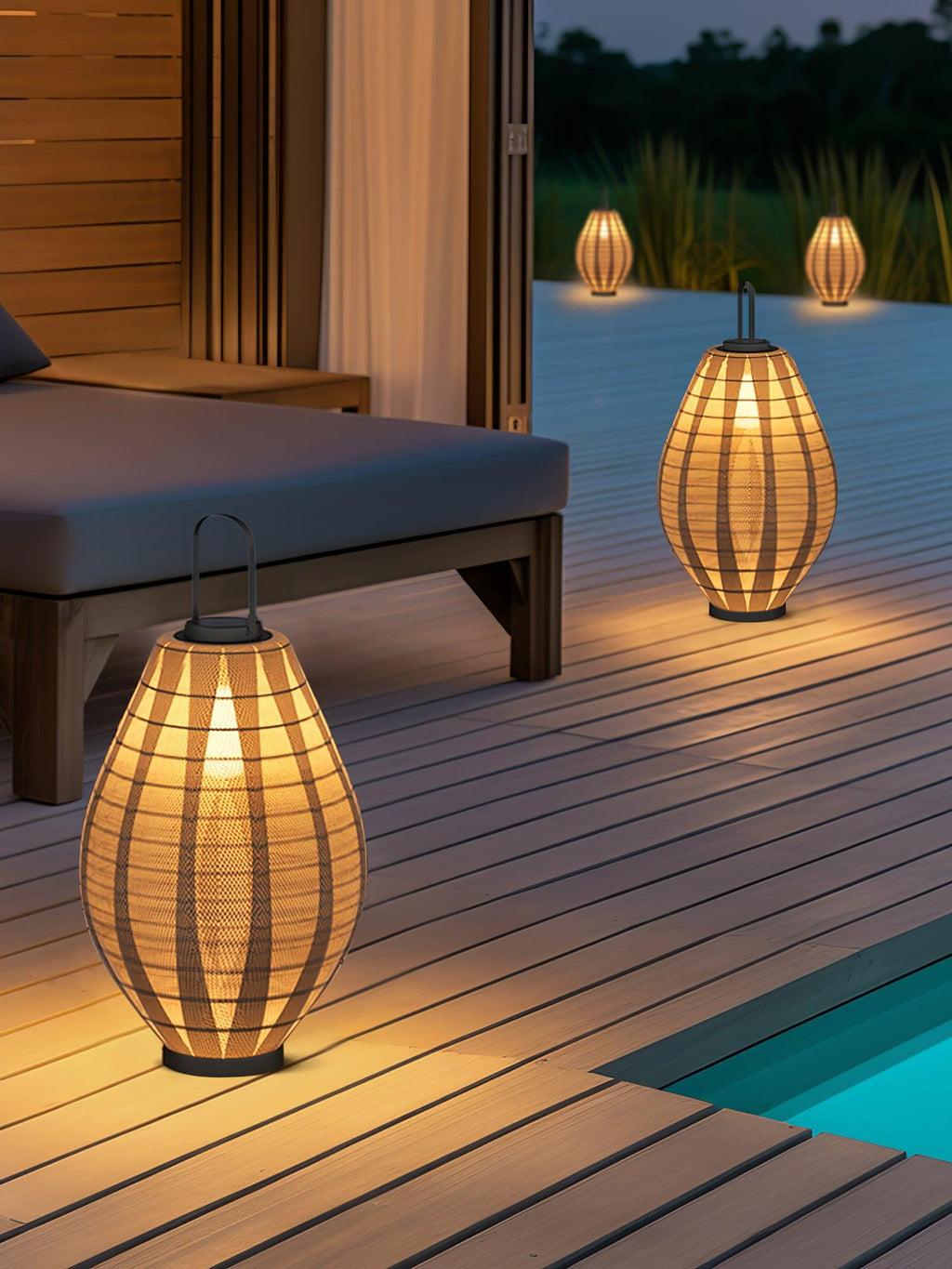 Oasis Outdoor Lamp | Stainless Steel & Waterproof Fabric | Black & White
