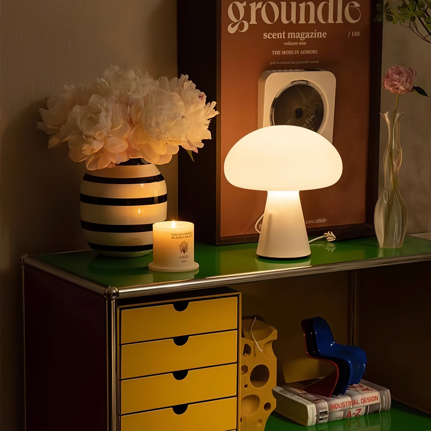Portable Rechargeable Table Lamp | Metal & Glass | White