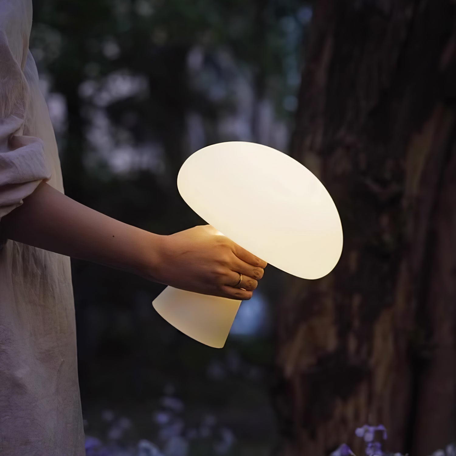 Portable Rechargeable Table Lamp | Metal & Glass | White