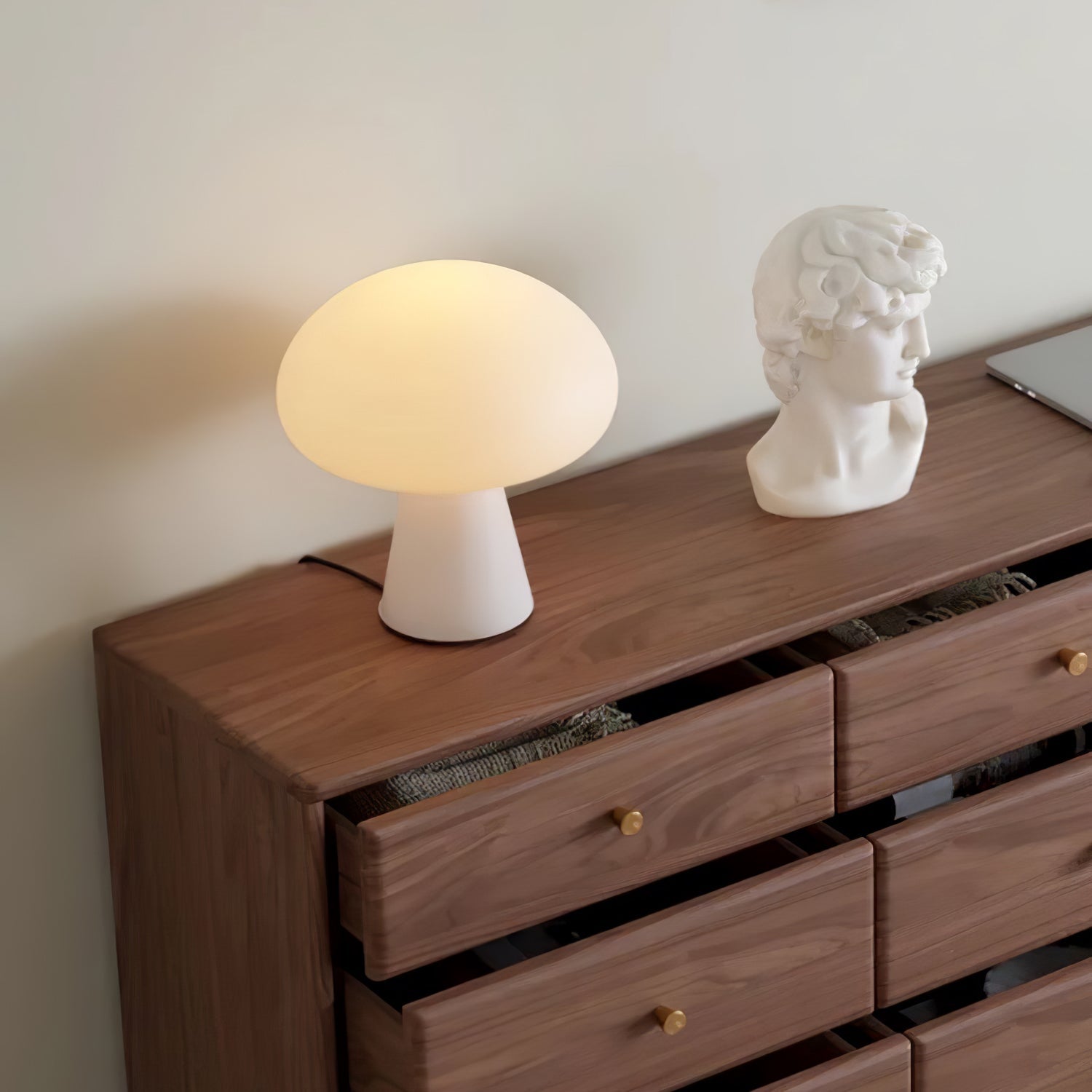 Portable Rechargeable Table Lamp | Metal & Glass | White