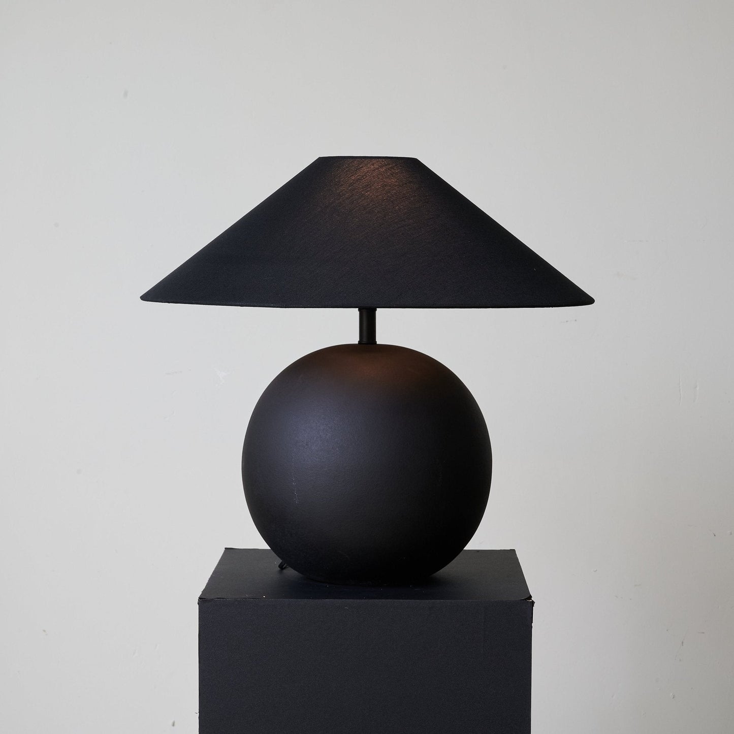 Obsidian Sphere Table Lamp | Matte Black Ceramic | 50cm Diameter