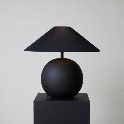 Obsidian Sphere Table Lamp | Matte Black Ceramic | 50cm Diameter