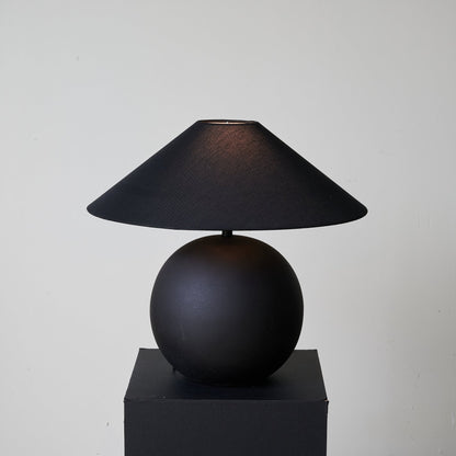 Obsidian Sphere Table Lamp | Matte Black Ceramic | 50cm Diameter