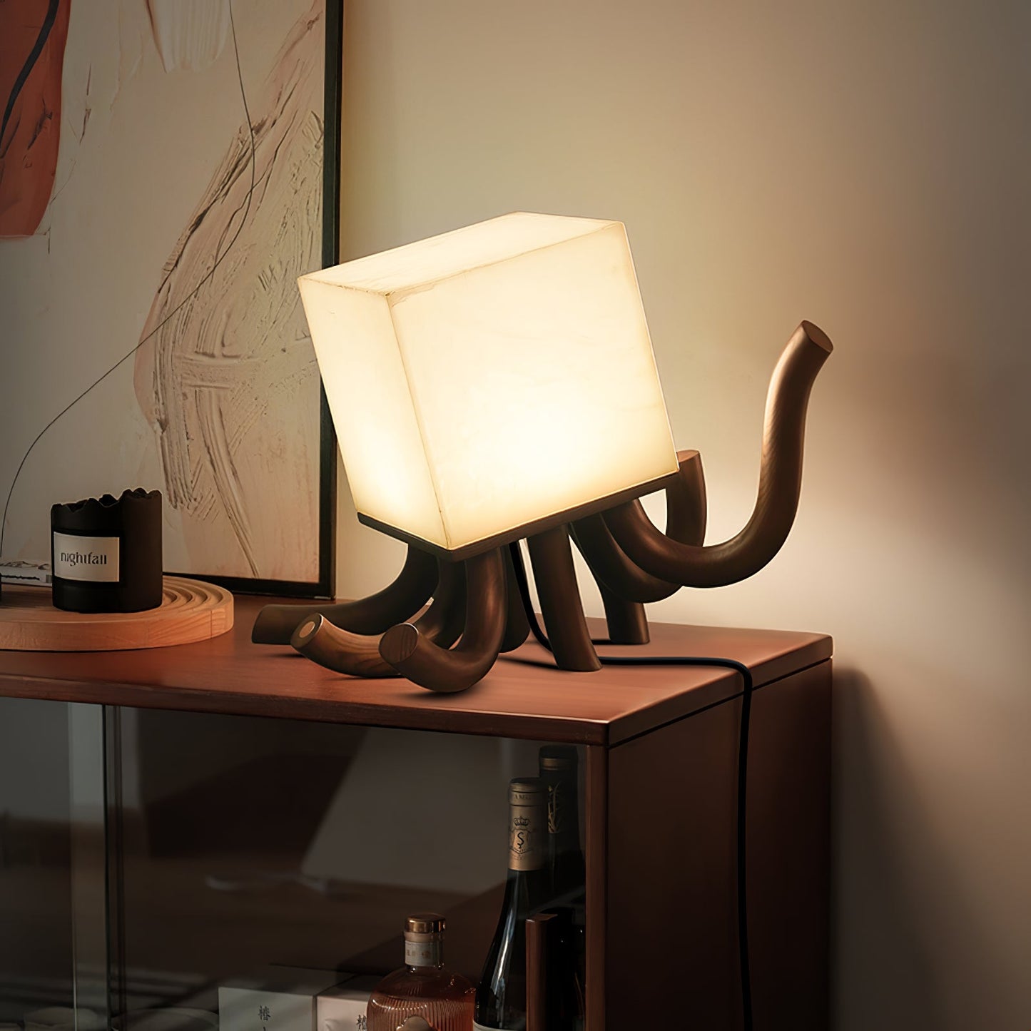 Octavia Table Lamp | Hand-Carved Wood & Alabaster | 39cm or 55cm