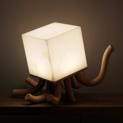 Octavia Table Lamp | Hand-Carved Wood & Alabaster | 39cm or 55cm