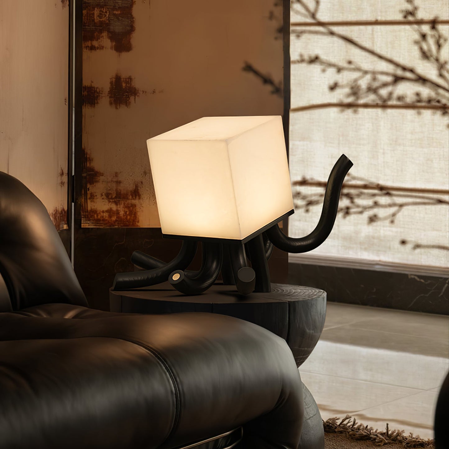 Octavia Table Lamp | Hand-Carved Wood & Alabaster | 39cm or 55cm