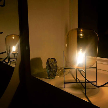Oda Table Lamp | Hand-Blown Glass | Available in Clear, Grey, Amber, Light Blue