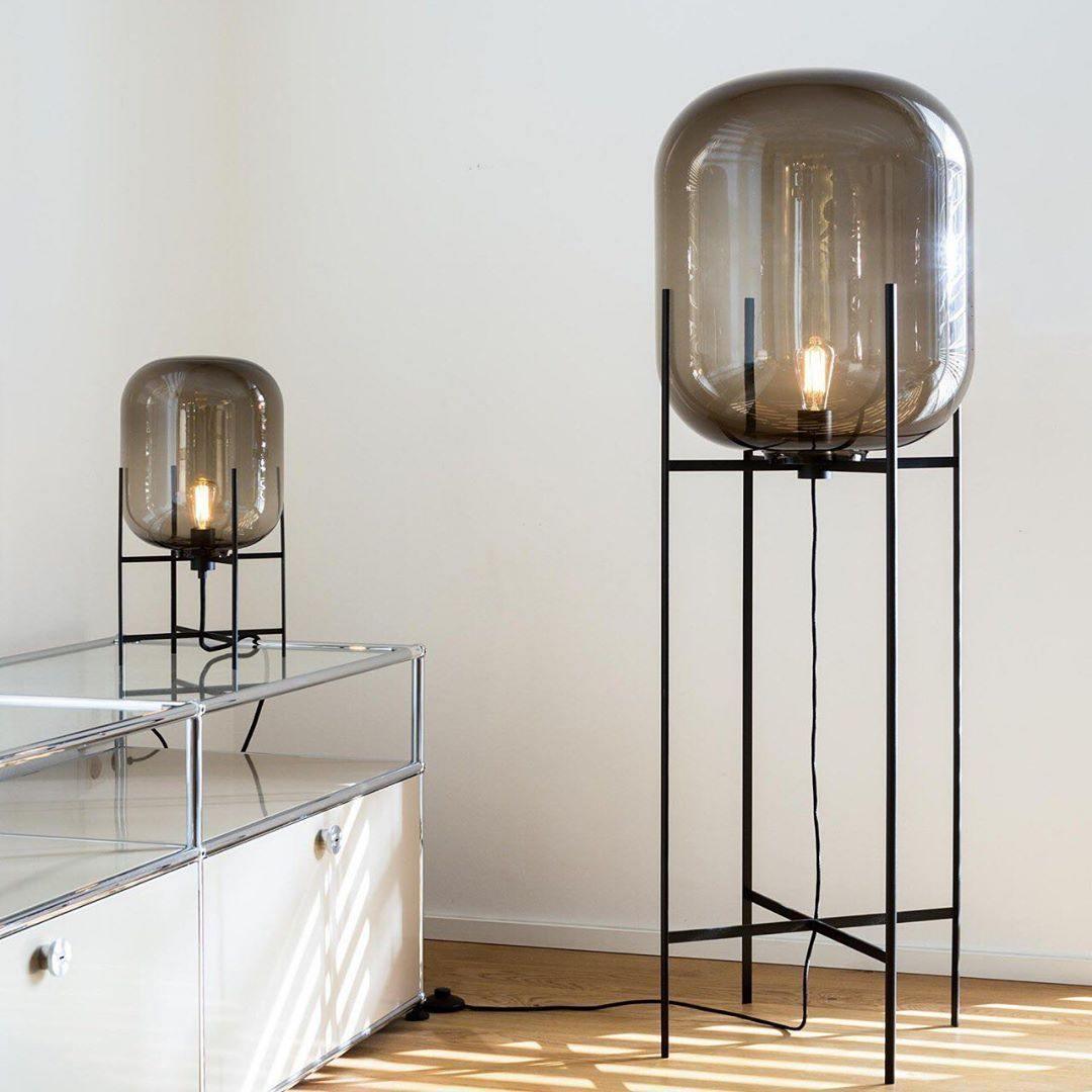 Oda Table Lamp | Hand-Blown Glass | Available in Clear, Grey, Amber, Light Blue