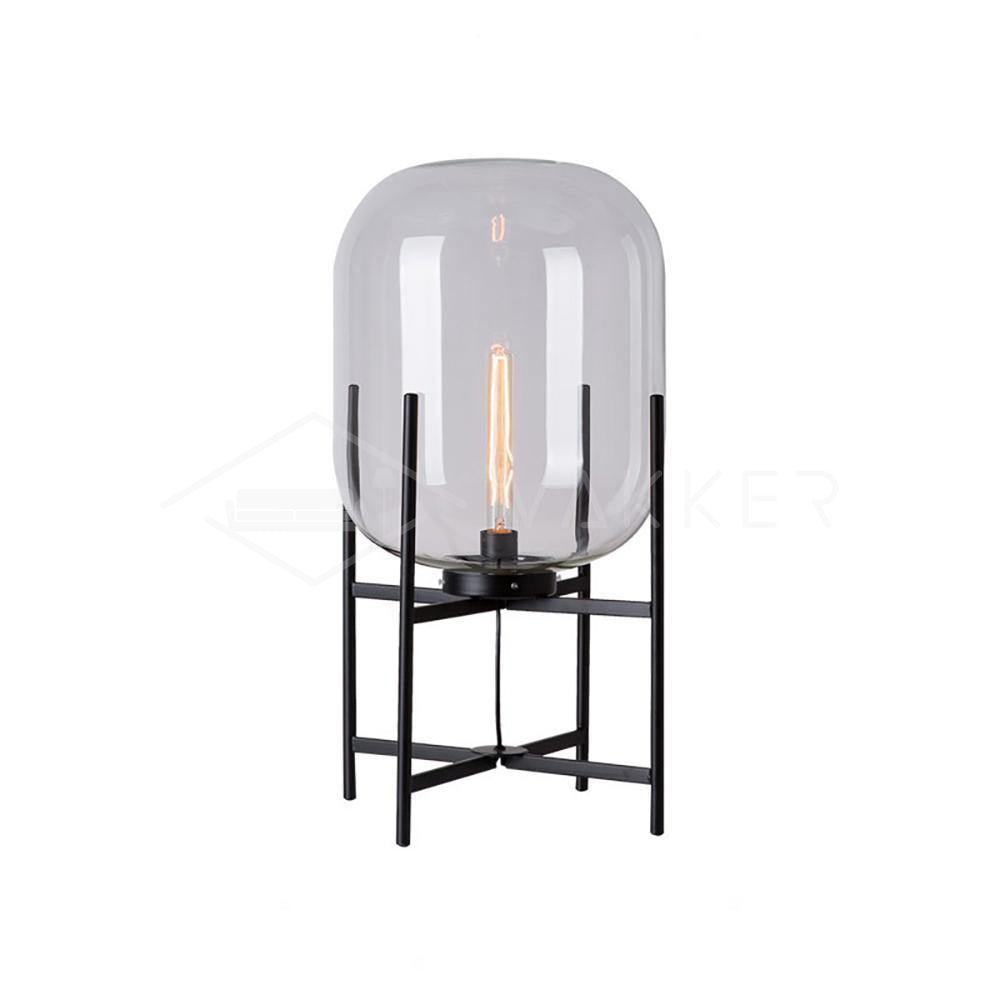 Oda Table Lamp | Hand-Blown Glass | Available in Clear, Grey, Amber, Light Blue