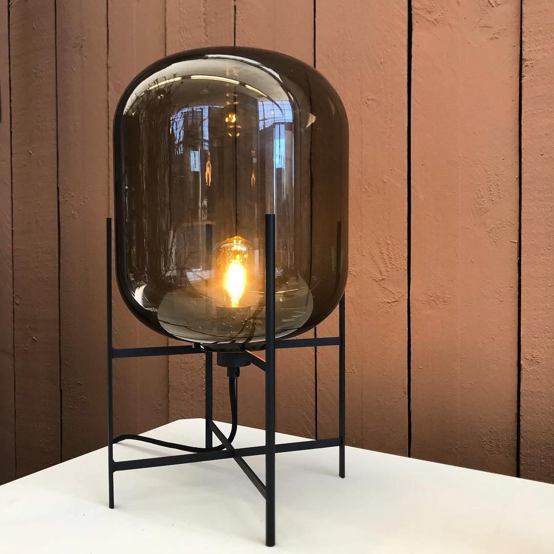 Oda Table Lamp | Hand-Blown Glass | Available in Clear, Grey, Amber, Light Blue