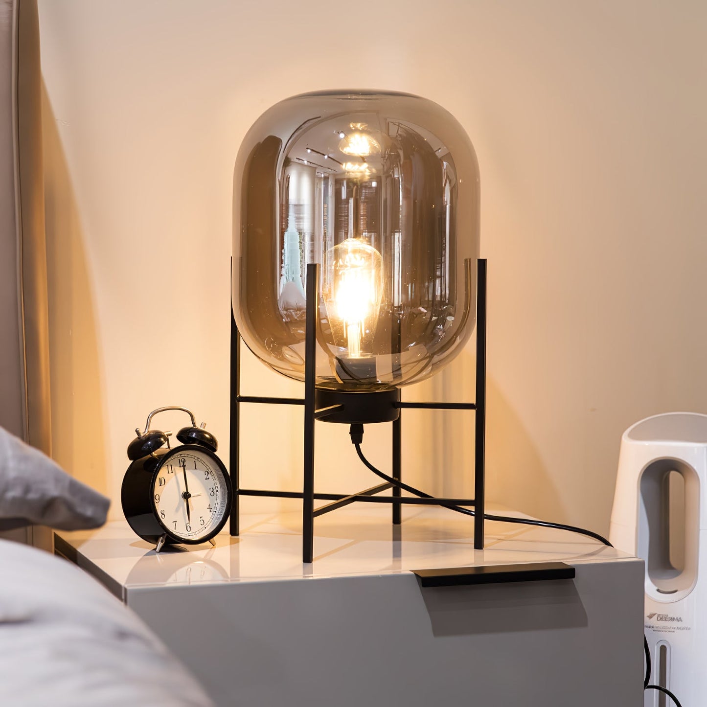 Oda Table Lamp | Hand-Blown Glass | Available in Clear, Grey, Amber, Light Blue