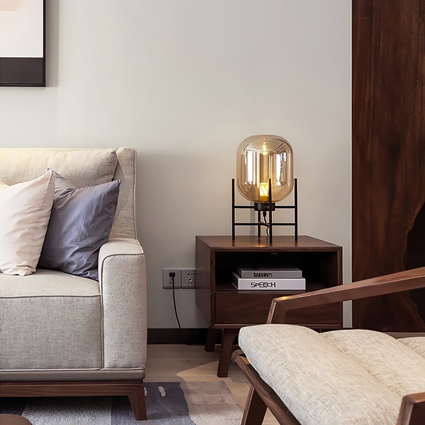 Oda Table Lamp | Hand-Blown Glass | Available in Clear, Grey, Amber, Light Blue