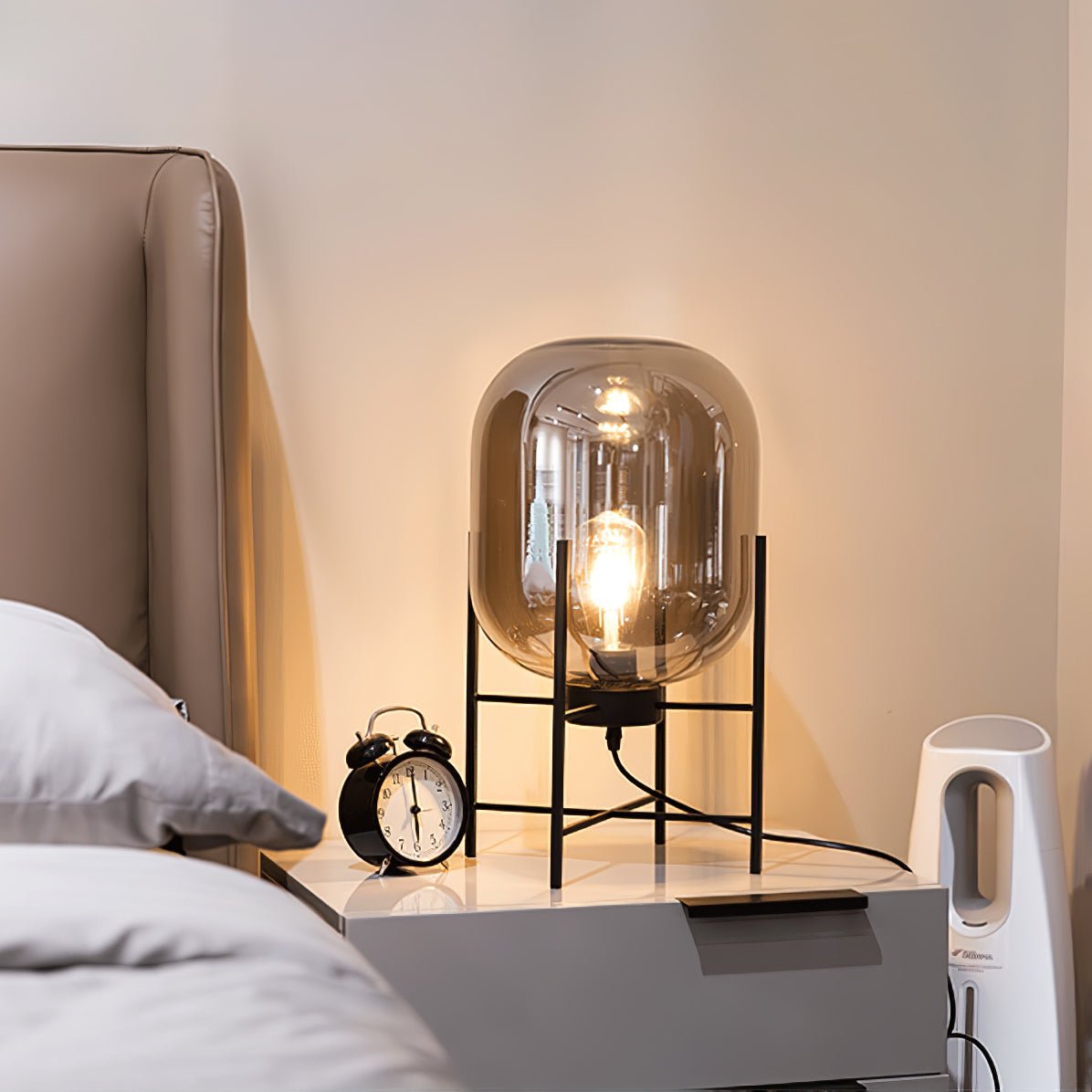 Oda Table Lamp | Hand-Blown Glass | Available in Clear, Grey, Amber, Light Blue