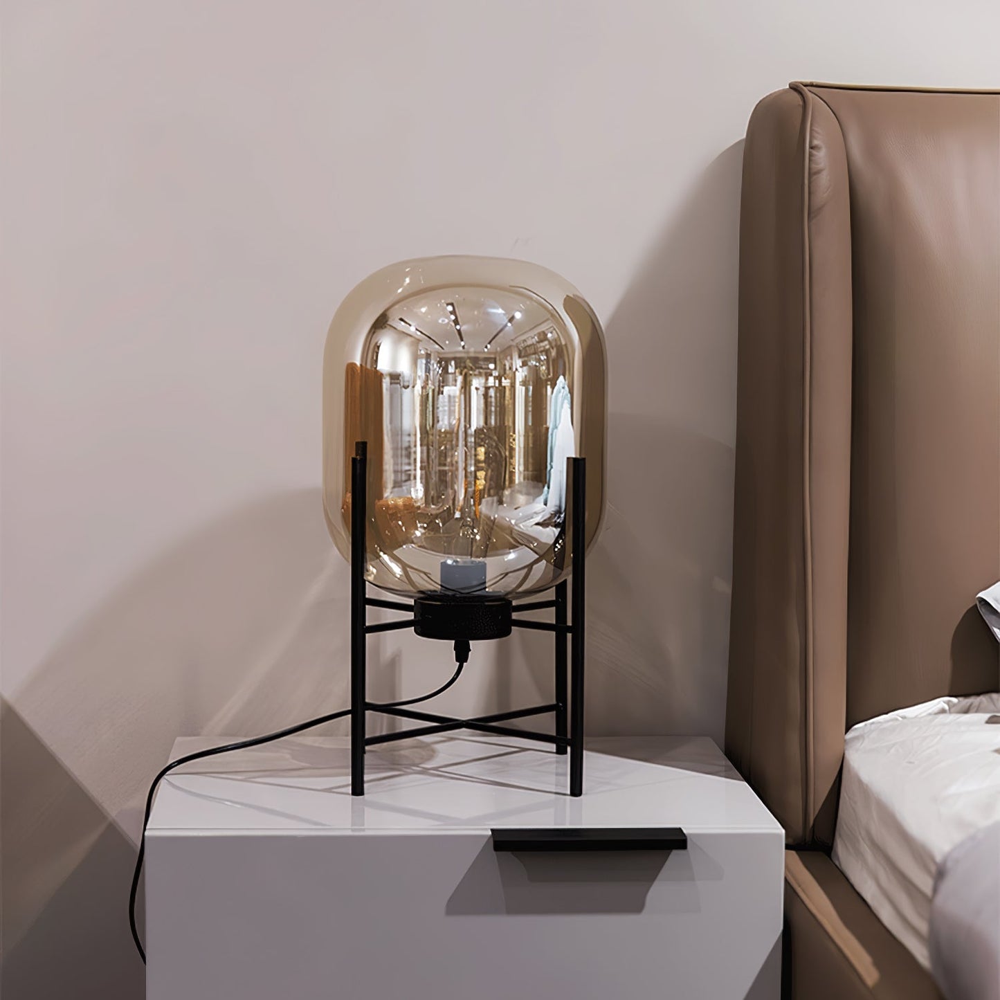 Oda Table Lamp | Hand-Blown Glass | Available in Clear, Grey, Amber, Light Blue