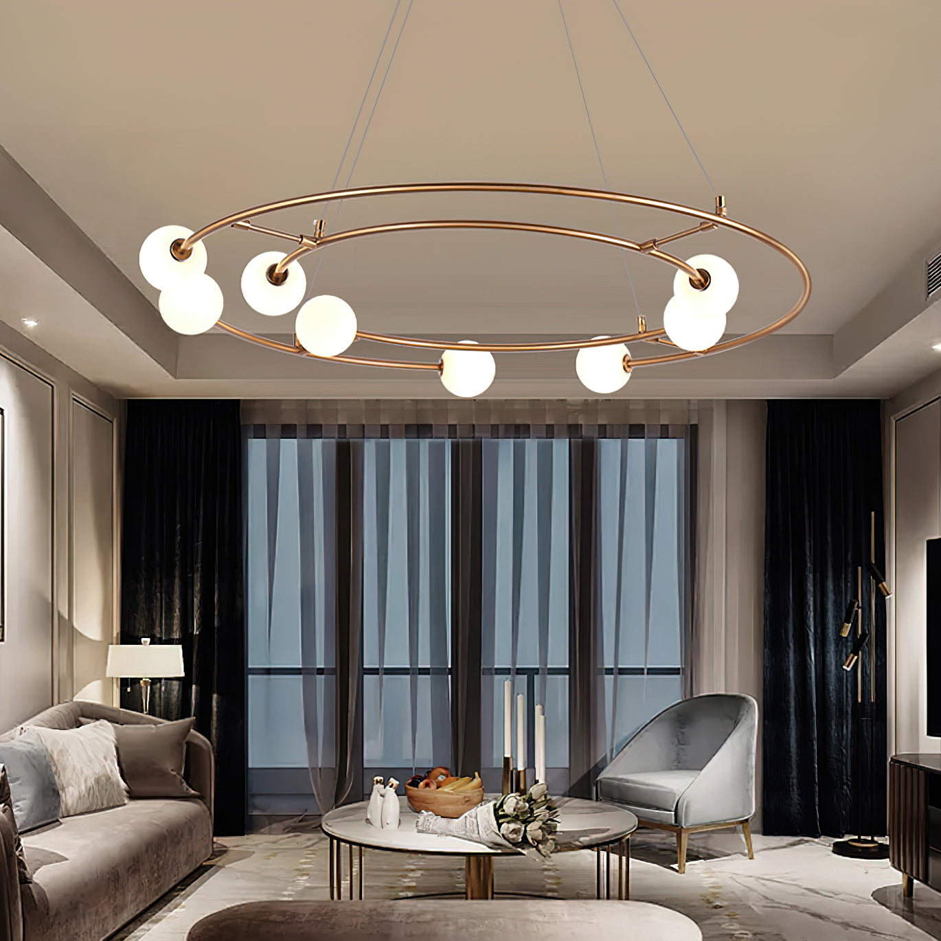 Oddments Chandelier | Iron & Glass | 8 Lights, Brown & White