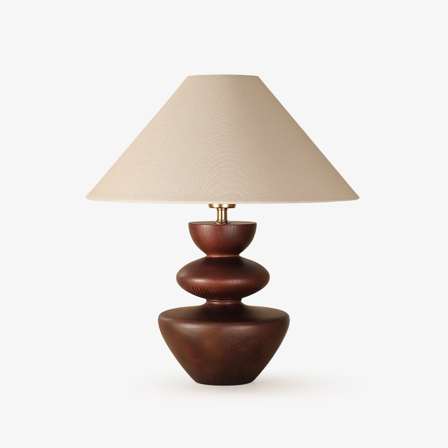 Ombra Totem Table Lamp | Wooden Base | Linen Shade | 40cm Diameter