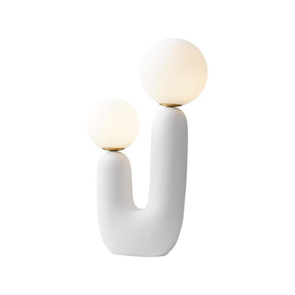 Ceramic Table Lamp | Organic Sculptural Design | White & Terra Cotta