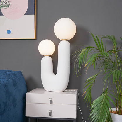 Ceramic Table Lamp | Organic Sculptural Design | White & Terra Cotta