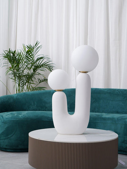 Ceramic Table Lamp | Organic Sculptural Design | White & Terra Cotta
