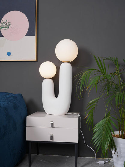 Ceramic Table Lamp | Organic Sculptural Design | White & Terra Cotta