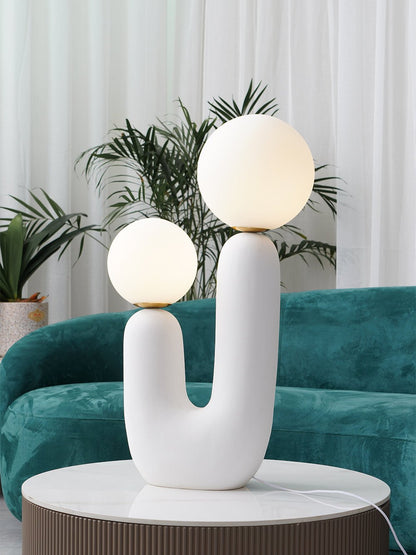 Ceramic Table Lamp | Organic Sculptural Design | White & Terra Cotta