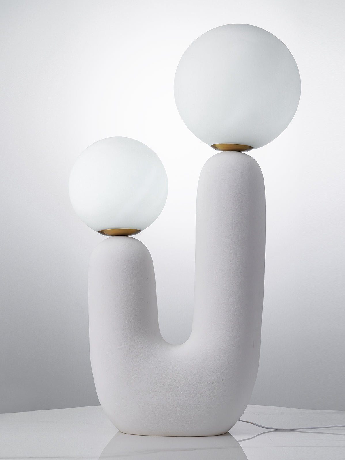 Ceramic Table Lamp | Organic Sculptural Design | White & Terra Cotta