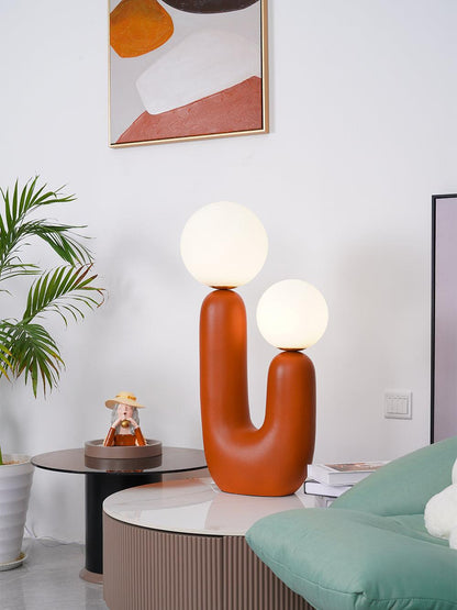 Ceramic Table Lamp | Organic Sculptural Design | White & Terra Cotta