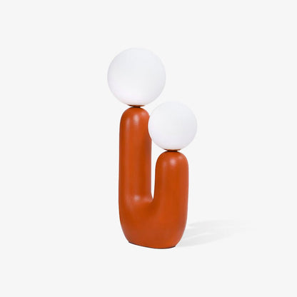 Ceramic Table Lamp | Organic Sculptural Design | White & Terra Cotta