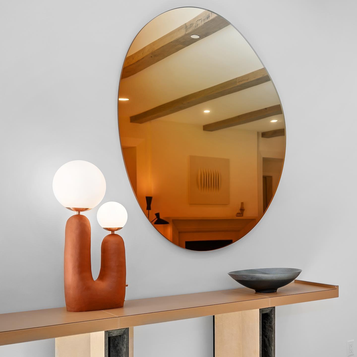Ceramic Table Lamp | Organic Sculptural Design | White & Terra Cotta