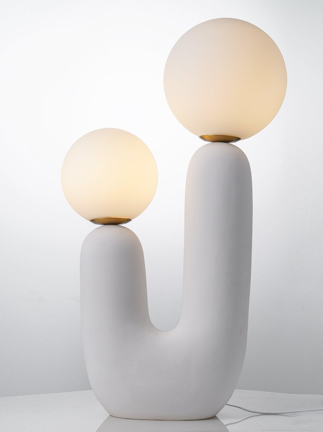 Ceramic Table Lamp | Organic Sculptural Design | White & Terra Cotta