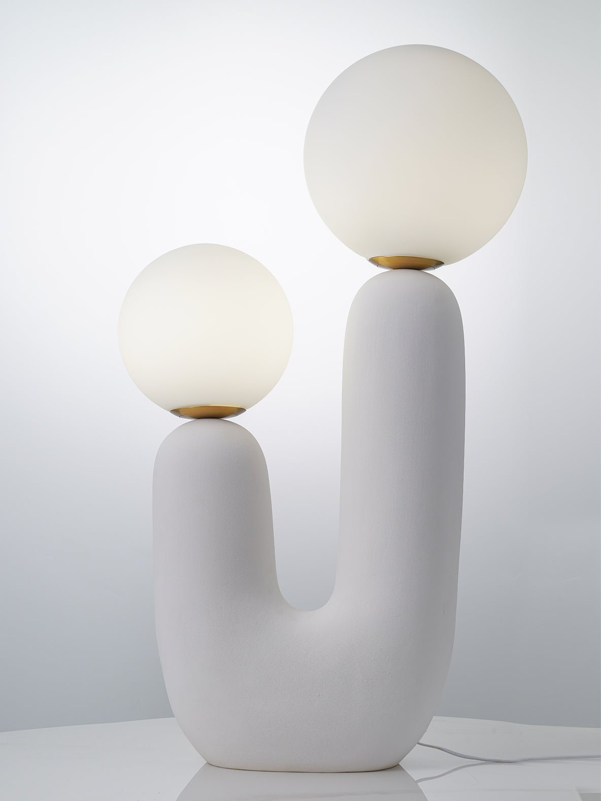 Ceramic Table Lamp | Organic Sculptural Design | White & Terra Cotta
