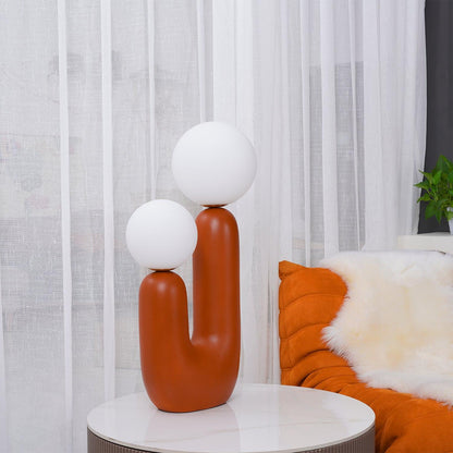Ceramic Table Lamp | Organic Sculptural Design | White & Terra Cotta