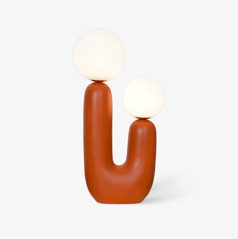Ceramic Table Lamp | Organic Sculptural Design | White & Terra Cotta