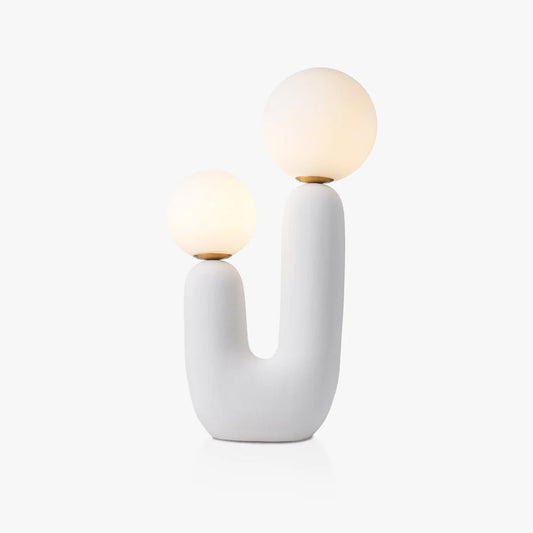 Ceramic Table Lamp | Organic Sculptural Design | White & Terra Cotta